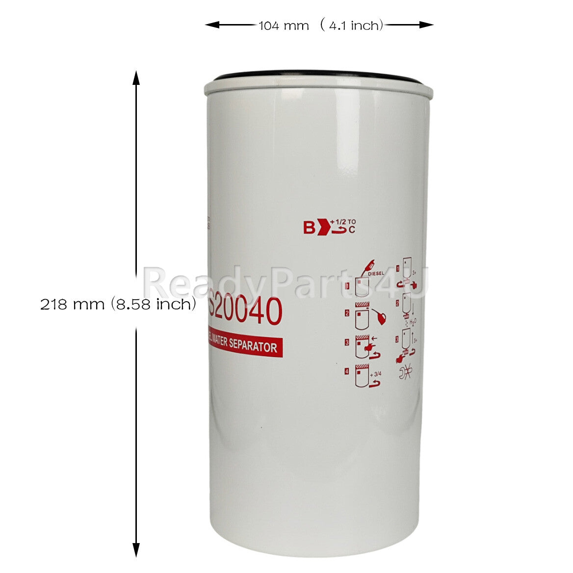For International Truck Fuel Filter Water Separator Replace Fleetguard FS20040