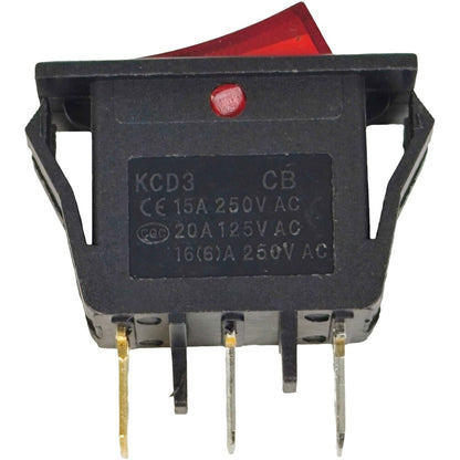 ZE-215 Lighted Rocker Switch On Off for Zing Ear 3 Prong SPST Snap-in