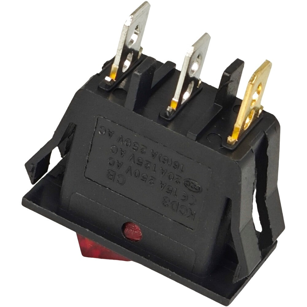 ZE-215 Lighted Rocker Switch On Off for Zing Ear 3 Prong SPST Snap-in
